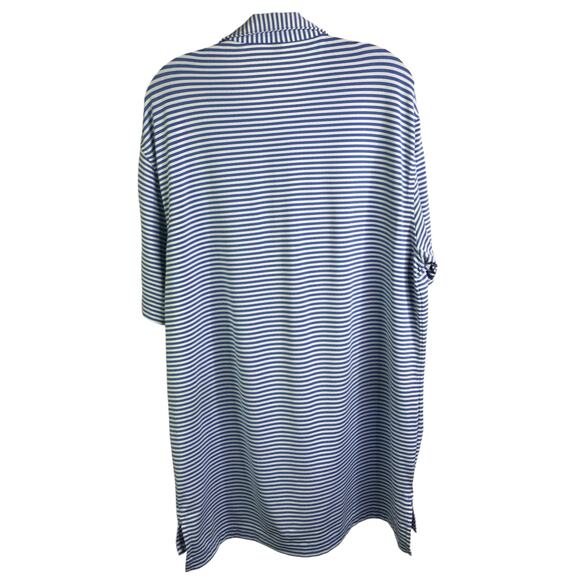 Peter Millar Golf Polo Shirt Mens Sz M Blue White Stripe Summer Comfort Collared - Picture 3 of 6